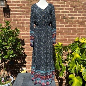 PrettyGarden Women’s Blue Ditsy Floral Maxi Dress Sz M Cottagecore Garden Scandi